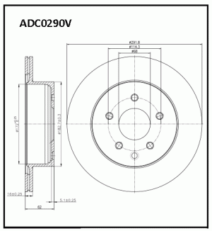 Диск тормозной ADC0290V ALLIED NIPPON