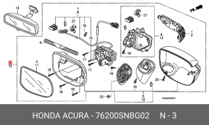 Зеркало заднего вида 76200SNBG02 HONDA