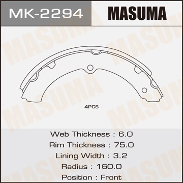 Колодки тормозные барабанные MK2294 MASUMA