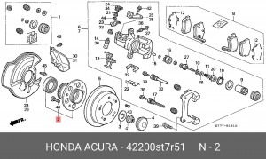 Комплект подшипника ступицы колеса 42200ST7R51 HONDA