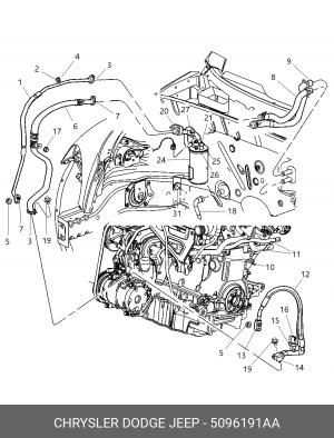 Конденсатор, кондиционер 5096 191AA CHRYSLER