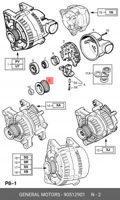 Ременный шкив, генератор 90512901 GENERAL MOTORS
