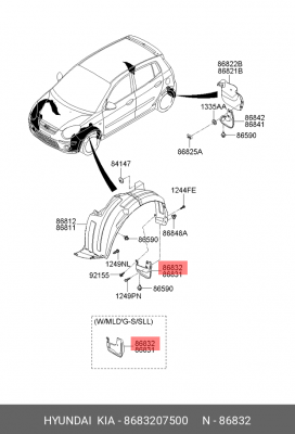 Брызговик 8683207500 HYUNDAI KIA
