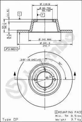 Тормозной диск 08569010 BREMBO