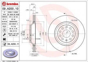 Тормозной диск 09.A200.10 BREMBO