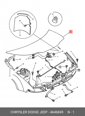 Капот двигателя 464 6849 CHRYSLER