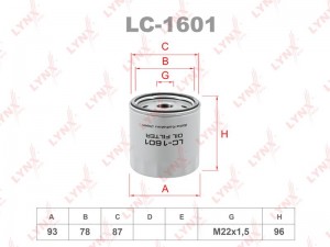 Фильтр масляный двигателя LC-1601 LYNXAUTO