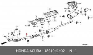 Труба системы выпуска ОГ 18210TL1E02 HONDA