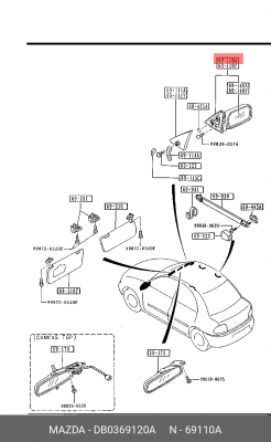 Зеркало заднего вида DB0369120A MAZDA