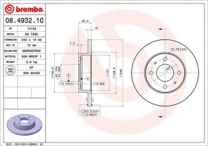 Тормозной диск 08.4932.10 BREMBO