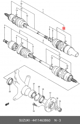 Шарнирный комплект, приводной вал 44114-63B60 SUZUKI