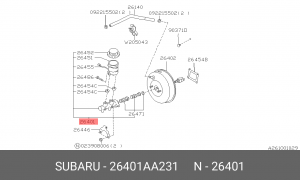 Главный тормозной цилиндр 26401AA231 SUBARU
