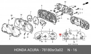 Лампа с патроном (комплект) 78180SR3A02 HONDA