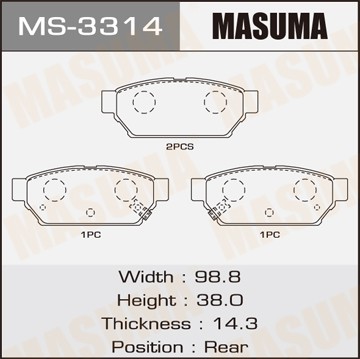 Колодки тормозные дисковые MS3314 MASUMA