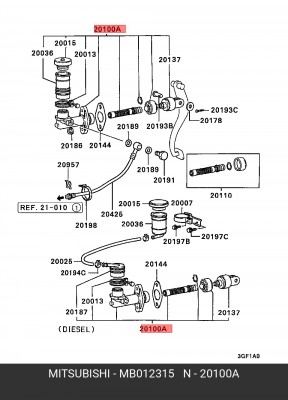 Главный цилиндр, система сцепления MB012315 MITSUBISHI