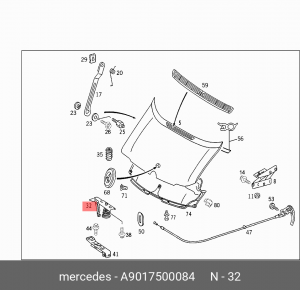 Замок капота A9017500084 MERCEDES BENZ
