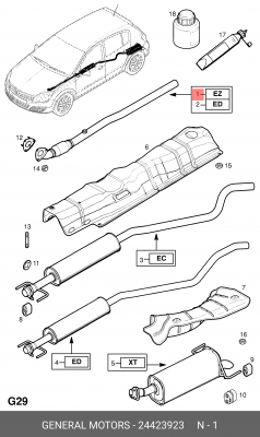 Выпускной трубопровод 24423923 GENERAL MOTORS
