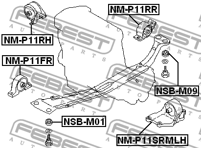 Подушка двигателя NM-P11SRMLH FEBEST