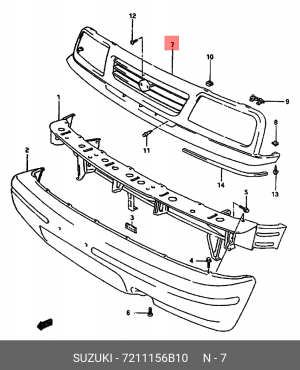 Решетка радиатора 72111-56B10 SUZUKI
