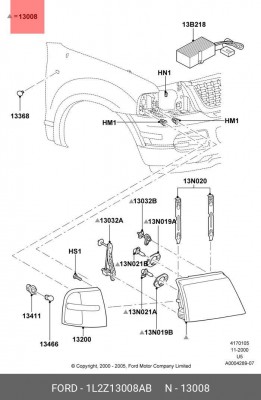 Фара головного света 1L2Z-13008-AB FORD