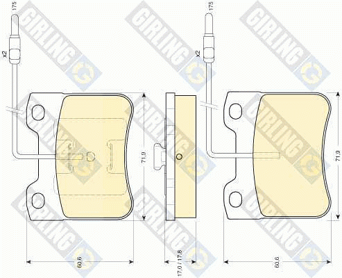 Комплект тормозных колодок, диско 6107942 GIRLING
