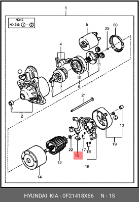 Щеточный узел стартера 0F21418X66 HYUNDAI KIA
