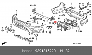 Винт крепления 9391315220 HONDA