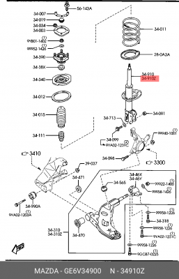 Амортизатор подвески GE6V34900 MAZDA