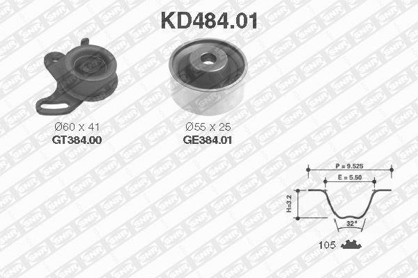 Комплект ремня ГРМ KD484.01 NTN SNR