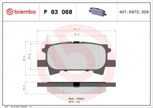 Комплект тормозных колодок, диско P83068 BREMBO