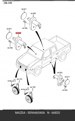 Выключатель концевой двери S09A66540A MAZDA