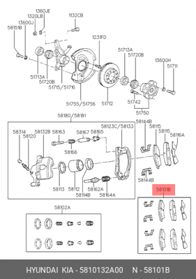 Комплект тормозных колодок, диско 5810132A00 HYUNDAI KIA