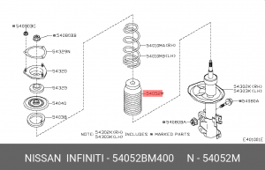 Отбойник с пыльником амортизатора подвески (комплект) 54052-BM400 NISSAN