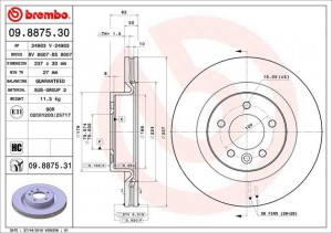 Тормозной диск 09.8875.30 BREMBO
