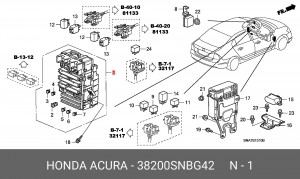 Блок коммутационный для реле, предохранителей 38200SNBG42 HONDA