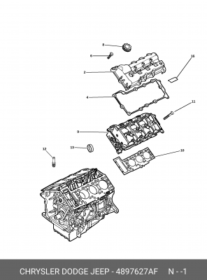 Комплект прокладок, головка цилиндра 4897 627AF CHRYSLER
