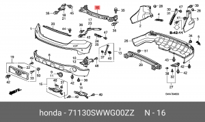 Усилитель бампера 71130SWWG00ZZ HONDA