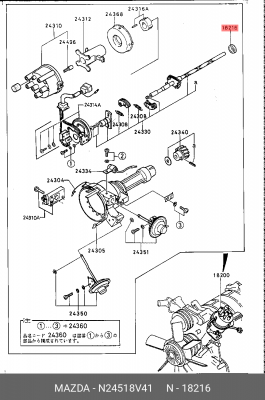 Уплотняющее кольцо, коленчатый вал N245-18-V41 MAZDA