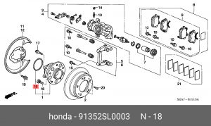 Сальник ступицы колеса 91352SL0003 HONDA