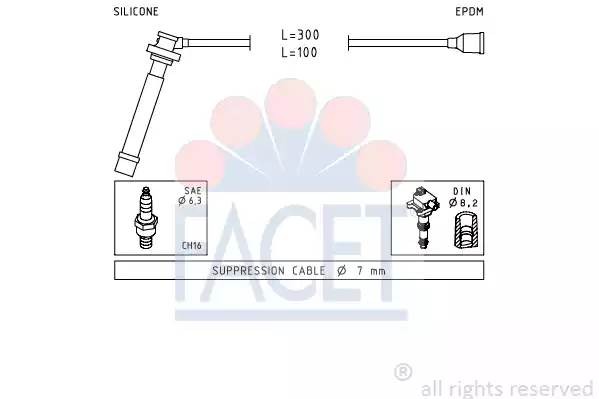 Ккомплект проводов зажигания 4.7013 FACET