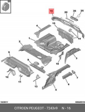 Панель кузова задняя 7243 V9 CITROEN PEUGEOT