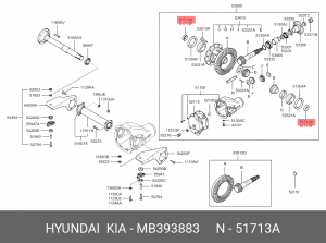 Уплотняющее кольцо, дифференциал MB393883 HYUNDAI KIA