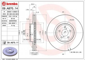 Диск тормозной 09.A870.14 BREMBO