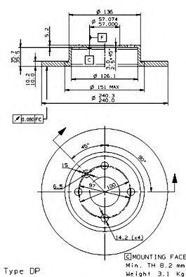 Тормозной диск 08.9739.10 BREMBO