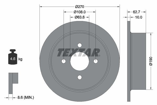 Тормозной диск 92064400 TEXTAR