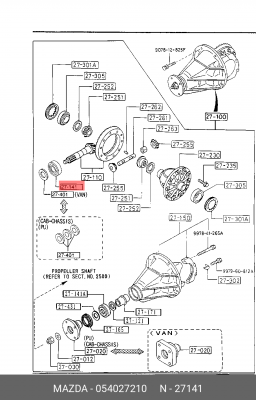 Подшипник редуктора моста 054027210 MAZDA