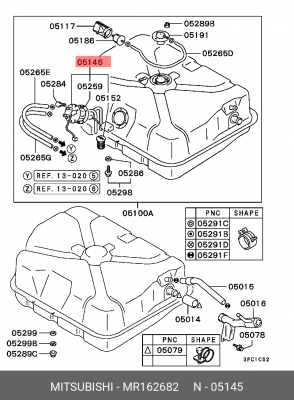 Указатель уровня топлива MR162682 MITSUBISHI
