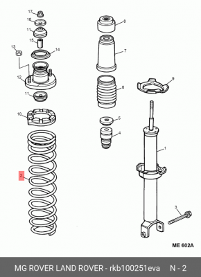 Пружина ходовой части RKB100251EVA MG ROVER LAND ROVER