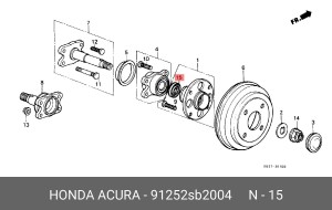 Комплект подшипника ступицы колеса 91252SB2004 HONDA