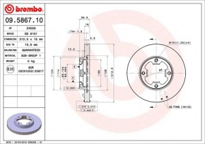 Тормозной диск 09.5867.10 BREMBO